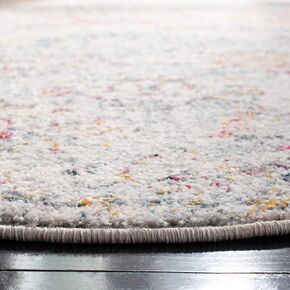 SAFAVIEH Madison Collection 11' Round Grey / Gold MAD611F Boho Chic Floral Medallion Trellis Distressed Non-Shedding Dining Room Entryway Foyer Living Room Bedroom Area Rug