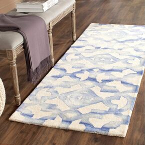 SAFAVIEH Dip Dye Collection 4' x 6' Ivory/Blue DDY717A Handmade Watercolor Premium Wool Area Rug