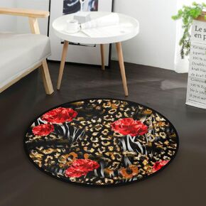 Highland Cattle Cow Area Rug Round 3 ft Washable for Bedroom Living Room Scottish Meadow Animal Circle Rug Mat Non Slip Carpet Decor Floor Mat for Bathroom Kitchen Dorm