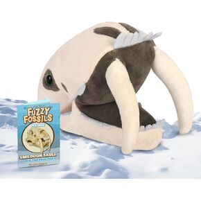 Fuzzy Fossils Saber Tooth Tiger Plush, Saber Tooth Tiger Skull, Sabertooth Tiger Toy, Smilodon Toy, Ice Age Toys, Dinosaur Pillow, Paleontologist Gifts, Prehistoric Animals Toys, Ice Age