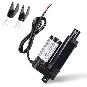 12V Linear Actuator - Heavy Duty Motor with Mounting Brackets, 900N(202lbs) Max Load - Ideal for Auto, RV, Electric Door Opener, Industrial Machinery - 10mm/s, IP54 Rated (1, Black, 6"/150mm)