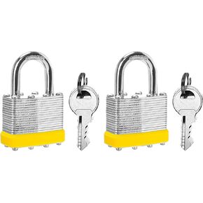 Keyed Alike Laminated Steel Padlocks, (40mm) Wide，2 Pack Normal Shackle Padlock，for Gym Locker & StorageUnit or More