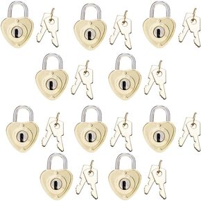 10 قطع قفل صغير على شكل حب قديم، مجموعة من 10 أقفال معدنية صغيرة عتيقة على شكل قلب، أقفال لطيفة مع مفاتيح للديكور in Kuwait