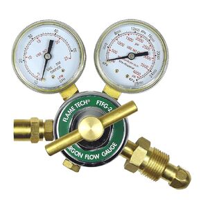 Flow Gauge Argon Regulator, Easy to Read 2" Dual-Scale Gauges, Ideal Welding Tool, Sturdy Construction, Comes Packaged in a Black Box, Tested in The USA