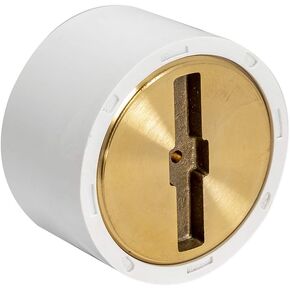 EZ-FLO 3 x 4 Inch PVC Cleanout with Brass Plug for Tubular Drain Applications, White, 15336