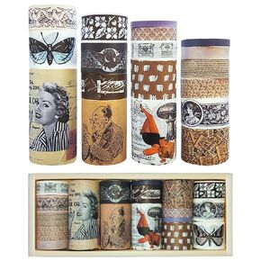 Washi Tape Set Decorative Paper Tapes Vintage 18pcs for Journaling, Scrapbooking, DIY Arts Craft, Wrapping Planner with Aesthetic Cute Design Journal Masking Perfect for Gift.