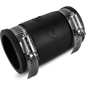 Dust Control Flex Cuff, with Stainless Steel Hose Clamps, Flexible Pipe Coupling for Cast Iron and Plastic Plumbing Connections (1 1/4 Inch)