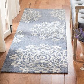Safavieh Bella Collection 2'3" x 7' Blue BEL914A Handmade Premium Wool & Viscose Runner Rug