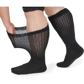 Diabetic Socks,Extra Wide Loose Fitting Top,Bariatric,Neuropathy,Thick Ankle,Edema leg,lymphedema,Men & Women 2 Pairs White Medium Size 10-13