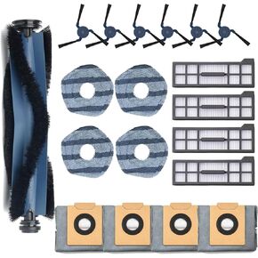 19Pcs Replacement Parts for eufy X10 Pro Omni Vacuum Cleaner Accessories Kit, 1 Main Brush, 4 Mop Cloth Pads, 4 Vacuum Dust Bags, 4 Hepa Filters,6 Side Brushes
