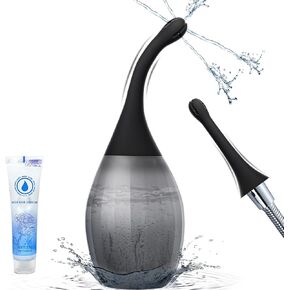 Enemas Anal Douches for Men Women - Anti Backflow Enema Bulb with Shapeable Silicone Tube for Men Women Colon Cleanse, Feminine Care Shower Enema Douche Kit Cleaner Flusher with Lubricant, 10.1 Ounce