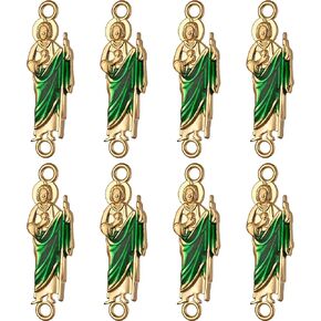 20pcs Virgin Mary Double-sided Link Miraculous Medal Enamel Alloy San Judas Charms for Bracelets Virgen De Guadalupe Beads Our Lady Crucifix Connection for Jewelry Making