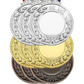 PATIKIL Blank Award Medals, 9 Pack Gold Silver Bronze Award Medals with Neck Ribbon, Make Your Medals Kit, Winner Medals Prize for Sports Games Competitions
