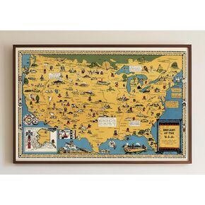 USA Native American Indian Tribes Map - 16x24 inches - 1944 Unframed Pictorial Map Wall Poster, Wall Art Decor, Vintage Decorations - Indian People in America - Gift for Men, Women, Teachers