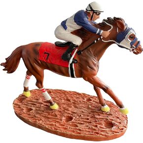 Race Horse Figurine Statue Decor Thoroughbred with Jockey Horse Racing Memorabilia