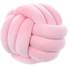 NatureMan Soft Knot Ball Pillows Round,Children RoomDecorative Throw Pillows,Handmade Knot Pillow Ball,for Couch/Bed (10.6inch, Pink)