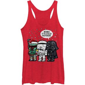 STAR WARS Women's Holiday Boba It's Cold Junior's Racerback Tank