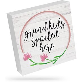 Grandkids spoiled here - Rustic Wood Sign,Grandparents Gift From Grandchildren,Family Wall Decor,Decorative Signs & Plaques,Mothers Day Gifts for Grandma,Valentines Day Gifts for Grandma.