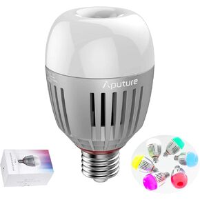 Aputure Accent B7c LED Smart Bulb 7W RGBWW,2000k-10000k Bi Color,CCT/HSI/FX Mode,App Control Built-in Battery, E26/E27 Socket