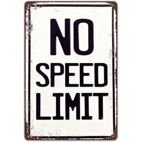 Ylens Tin Sign No Speed Limit Vintage Reproduction Metal Sign 8 x 12