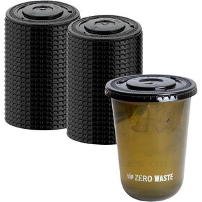 LIDS ONLY: Zero Waste 3.5 x 3.5 Inch Plastic Lids, 100 Disposable Flat Lids - Cups Sold Separately, Commercially Compostable, Black PLA Plastic Lids, Fits 12,16, And 24 Ounce Cups - Restaurantware in Saudi Arabia