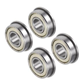 Flange Ball Bearing, FR6ZZ Model 3/8" ID 7/8" OD 9/32" Thick, Chrome Steel Double Shielded Bearings - (Applications: for Motor Skateboards Roller Wheels), 4 - Pieces
