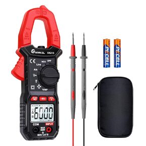 Digital Clamp Meter 6000 Counts, Voltage Tester Auto-Ranging Clampmeter Multimeter, Ammeter with Backlight, Measures AC/DC Current, Resistance, Capacitance, Temp, NCV, Diodes, Continuity