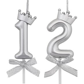 12 Birthday Candles, 12th Cake Candles, Pink Happy Birthday Number 12 Candles Cake Topper Decorations for Party Kids Boys Girls
