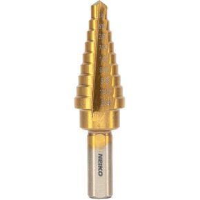 NEIKO 10184A Titanium Step Drill Bit Set | 1/4" to 3/4" | 9 Step Sizes | High Speed Steel(Pack of 10)