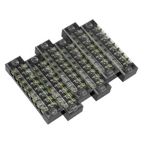 uxcell 6 Pcs Dual Rows 8 Positions 600V 15A Cable Barrier Block Terminal Strip TB-1508L