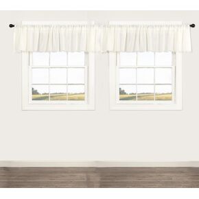 VHC Brands 2 Pieces Tobacco Cloth Antique White Valance Fringed Curtains (2 Panels, 16x90)