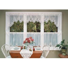 Heritage Lace Tea Rose 60-Inch Wide by 17-Inch Drop Valance, White