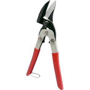 Tin Snips, 10 Inch Aviation Snips, Left Cut, Heavy Duty Sheet Metal Cutter with Safety Lock and Non-slip Handle, CR-V Steel Sharp Teeth, Metal Shears Scissors for Cutting Metal Sheet