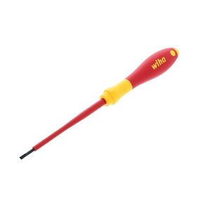 Wiha Tools Ins Screwdriver, Slotted, 1/8x4 in, Round, Red and Black, One Size (32012)