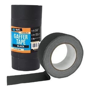 Reli. Gaffers Tape, Black | 5 Rolls Bulk | 3" x 30 Yards Per Roll (150 Yards Total) | Heavy Duty Gaff Tape/Gaffer Tape 2 Inch Wide|Black Cloth Tape for TV Production/Filming, Cables/Electrical Cords