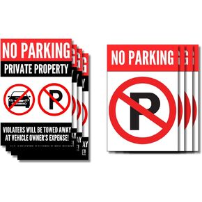 No Parking On This Property Sticker Sign, Violator's will be towed away at vehicle owner's expense. 8 Pack 2 Designs No Parking in this Area Vinyl Decals, UV Resistant, Weatherproof, Waterproof Prremium Sticker Signs.