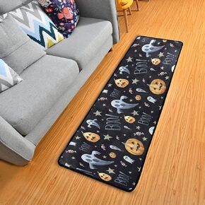 Halloween Ghost Pumpkin Pattern Runner Rug Floor Mat Non-Skid Kitchen Rug Soft Area Rug for Bathroom Entryway Hallway Dining Living Room