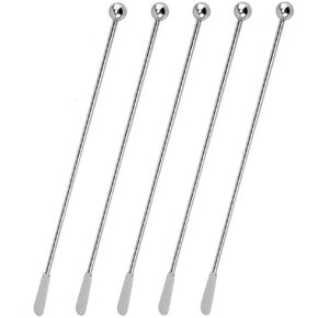 تحريك مشروبات القهوة - عصا دوارة لشرب الكوكتيل من الفولاذ المقاوم للصدأ مع مجاذيف صغيرة مستطيلة (5 عبوات) in Kuwait