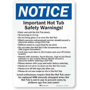 "Important Hot Tub Safety Warnings" Sign By SmartSign | 10" x 14" 3M Reflective Aluminum