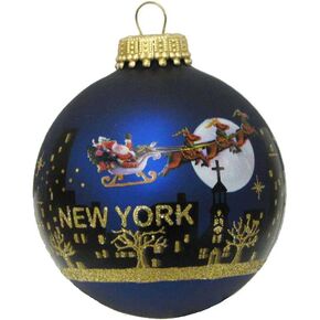 Kurt Adler New York Santa Skyline Painted Ball Ornament, 2-5/8-Inch for Christmas
