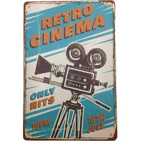 Metal Vintage Tin Sign Decor-Cinema Movie for Bar Pub Shop Funny Retro Wall Art Sign 12" X 8"
