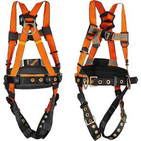 Malta Dynamics Warthog MAXX Side D-Ring Fall Protection Safety Harness with Removable Safety Belt, Full Body Harness