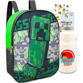 Minecraft Mini Backpack Set - Bundle with 11" Minecraft Backpack Plus Stickers, Water Bottle, More | Minecraft Mini Backpack Set for Boys, Girls