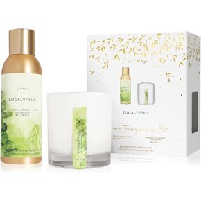 Thymes Fragrance Set - 3 Oz Home Fragrance Mist & 7.5 Oz Aromatic Candle - Eucalyptus