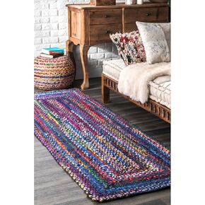 nuLOOM Tammara Bohemian Hand Braided Runner Rug, 2' 6" x 6', Blue