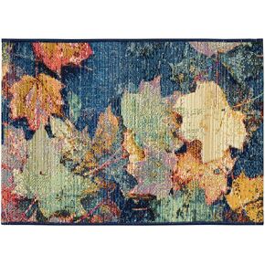 Liora Manne Esencia Machine Washable Non-Slip Low Profile Indoor/Outdoor Mat-Transitional, Garden, Leaf, Botanical, Fall in Love Multi 2' x 2'10"