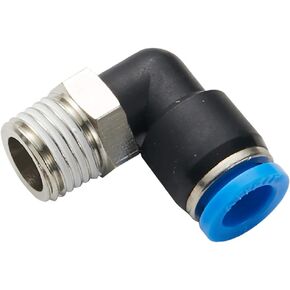 PL-04-04 (5 Pack) 1/4" Tube OD x 1/4" NPT Thread Male Elbow Push to Connect Pneumatic Tube Fitting Composite