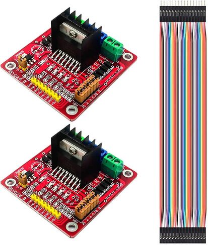 2PCS L298N Motor Driver Module Dual H Bridge DC Stepper Motor Driver Module Controller Board for Arduino PIC AVR with Dupont Cable in Saudi Arabia