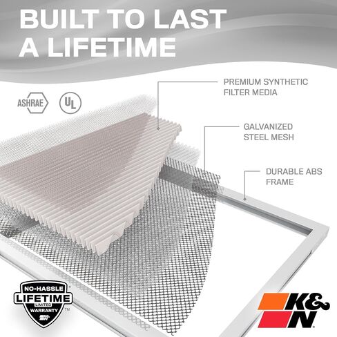 K&N 16X25X4 HVAC Furnace Air Filter, Lasts a Lifetime, Washable, Merv 8, the Last HVAC Filter You Will Ever Buy, Breathe Safely at Home or in the Office, HVC-8-41625 in Saudi Arabia