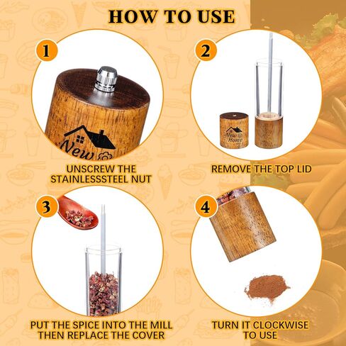 هدية الترحيب بالمنزل الجديد مكونة من قطعتين لمالك المنزل الجديد مجموعة مطحنة ملح وفلفل خشبية مع قلب سيراميك قابل للتعديل، هدايا الترحيب بالمنزل الجديد، 8 بوصات in Kuwait